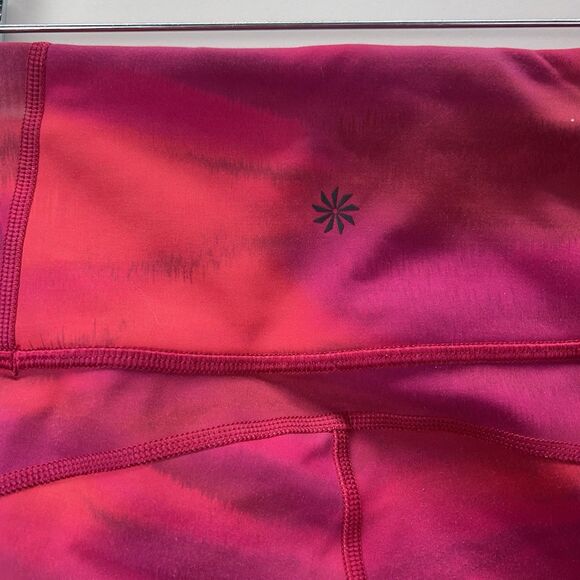 Athleta Rainier Printed Tight SMALL  Yoga Activewear Pink Purple Reflective - Picture 6 of 7